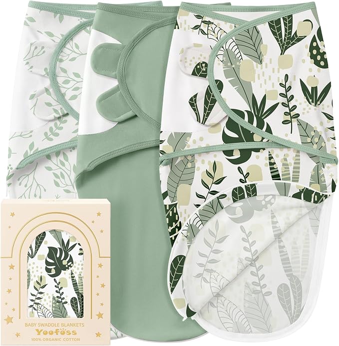 Yoofoss Baby Swaddles for Newborns 100% Organic Cotton, 0-3 Months 2 Zippers by YOOFOSS