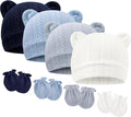 BQUBO Newborn Baby Hats Bear Ears and Mittens Sets Preemie Caps Baby Boy Girl by DRESHOW