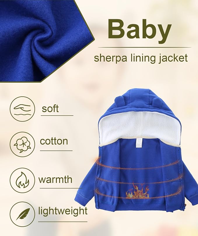 Hikido Baby Girls Boys Warm Adorable Hooded Zip Coat - Image 3