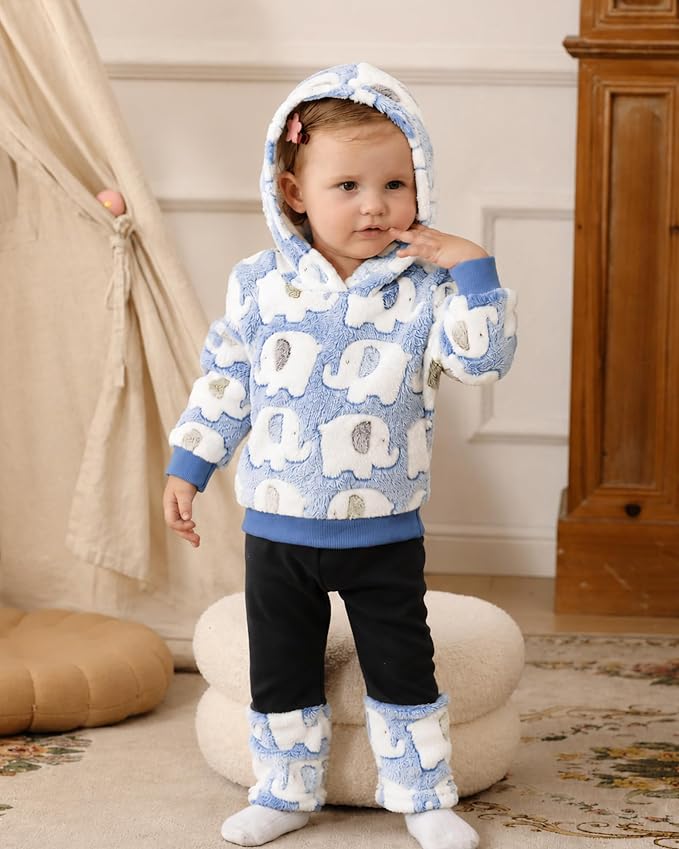 Jecson Toddler Girl Clothes Baby Girl Fleece Hoodie Outfits Thick Thermal - Image 2