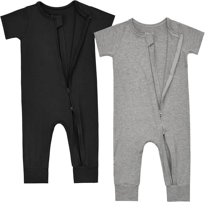 Aablexema Baby Short Sleeve Romper Bamboo Rayon Pajamas | Infant Summer Jumpsuit - Image 3