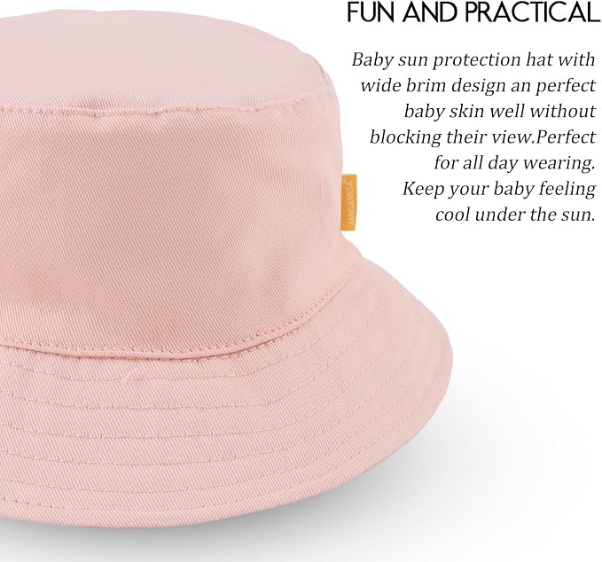 JANGANNSA Cotton Baby Sun Hat Infant Toddler Boys Girls Bucket Hats Summer Sun - Image 3