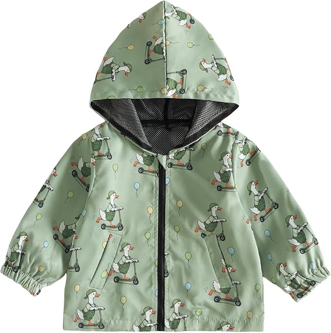 Toddler Baby Boy Lightweight Hooded Jacket Excavator Coat Outwear | Truck Print by Rourufy