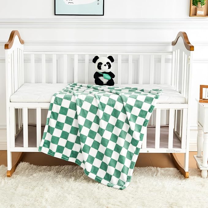 Yurhap Checkered Baby Blanket Fleece Baby Blankets - Image 3