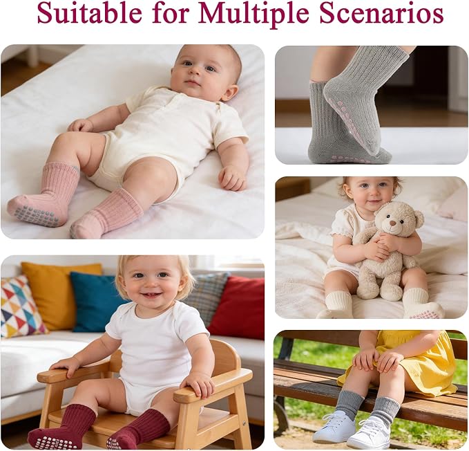 8 Pairs Baby Toddler Socks Non-Slip Grip Socks - Image 5