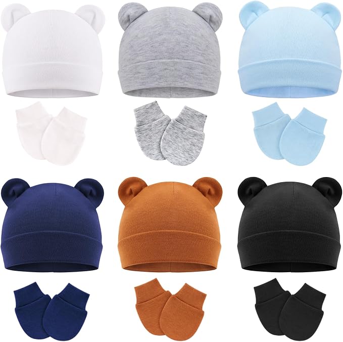 BQUBO Newborn Baby Hats Mittens Set Hospital Hat Beanie Infant Caps Baby Gloves by DRESHOW
