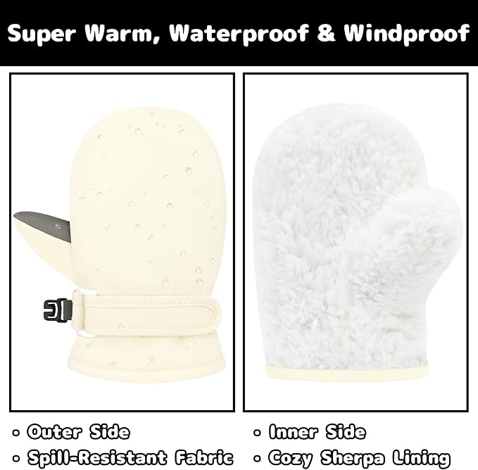 Olreco Baby Toddler Mittens Waterproof Infant Baby Winter Mittens Toddler Snow - Image 2