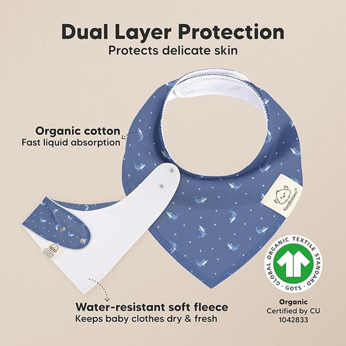 8-Pack Organic Baby Bandana Bibs for Boys, Girls - Super Absorbent Triangle Baby Bibs for Drooling and Teething Infant, 100% Cotton Extra Soft for Newborn, Infant 0-36 Months (Marine Muse)