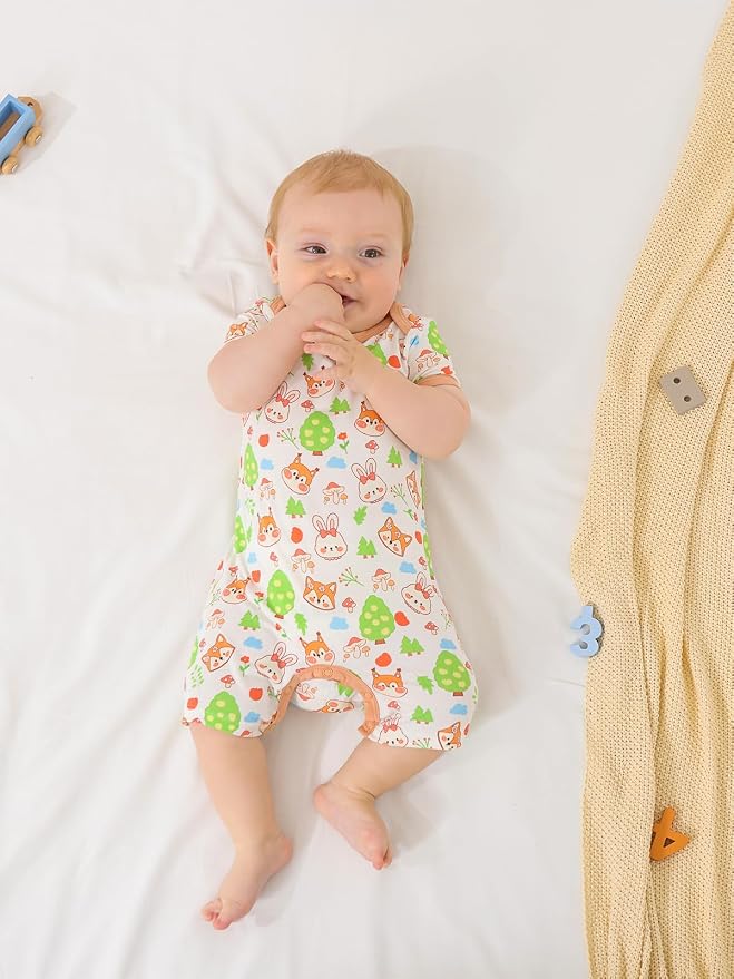 GUISBY Baby Rayon Romper Pajamas, 0-24M | Silky Soft Feel，Snap Closure，Footless - Image 5