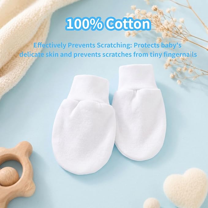 8 Pairs Newborn Baby Mittens No Scratch Infant Baby Cotton Gloves Newborn - Image 4