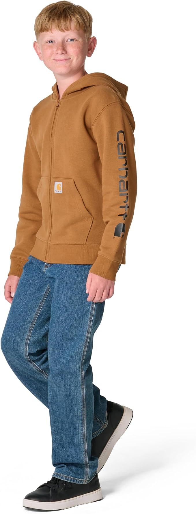 Carhartt Kid's CP8675 Long-Sleeve Full-Zip Logo Sweatshirt - Image 5