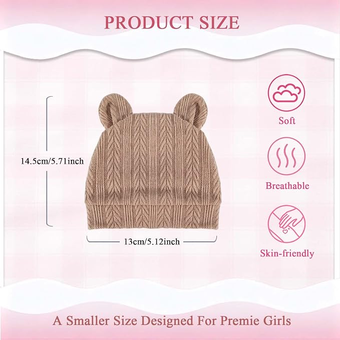 Newborn Baby Girl Hats Mittens Set Cotton - Image 7