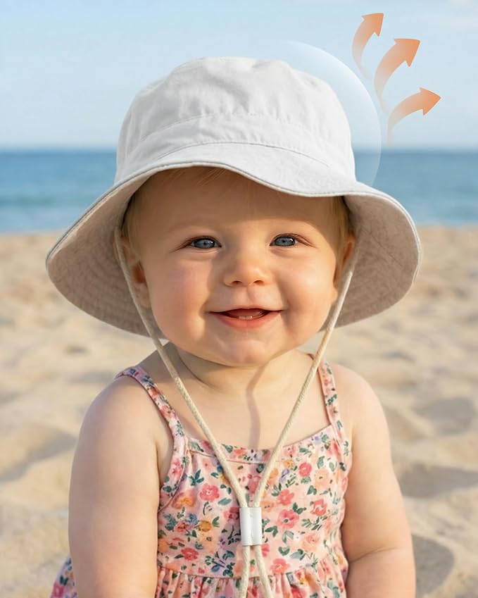 Baby Sun Hat for Toddler Kids Bamboo Rayon Bucket Hat Summer Beach Sun - Image 2