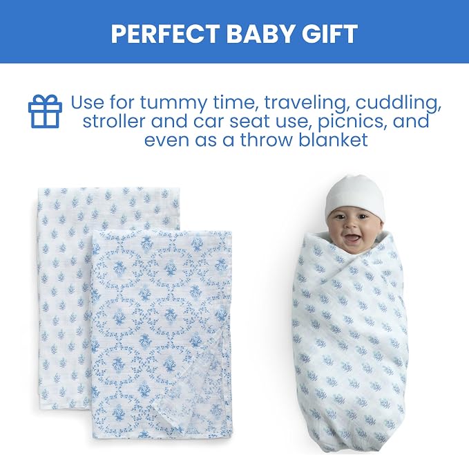 Delta Children 100% Cotton Muslin Baby Receiving Blankets - Image 5