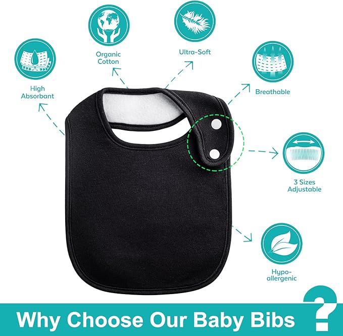Baby Bibs Soft and Absorbent Organic Cotton Bandana Drool Bibs Set for Boys Girls Newborn 0-36 Months