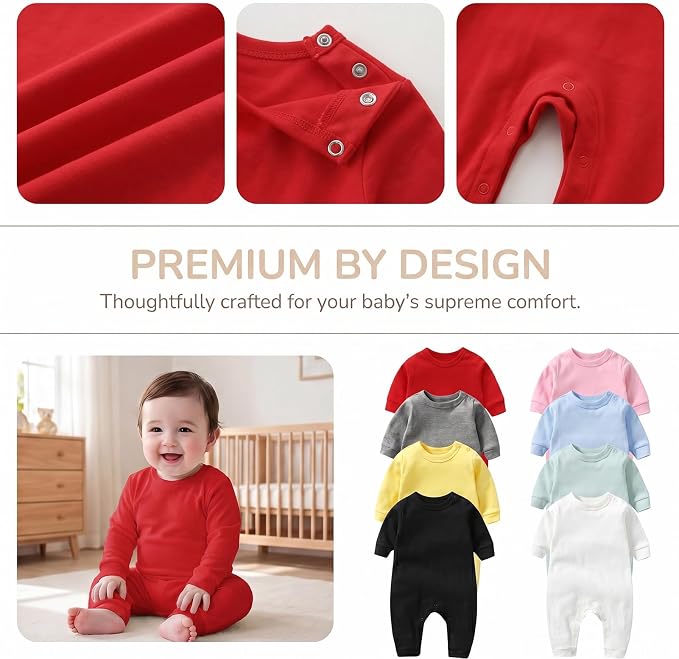 Unisex Baby romper, Long Sleeve 100% Cotton Baby Clothes, Baby Footless Jumpsuit - Image 2