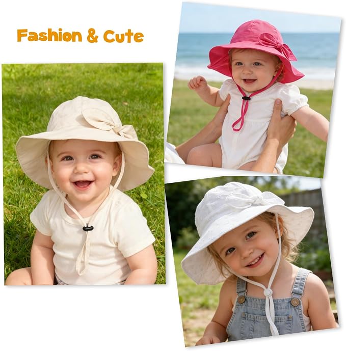 Baby Girl Sun Hat with UPF 50+ Outdoor Adjustable Beach Hat with Wide Brim - Image 7