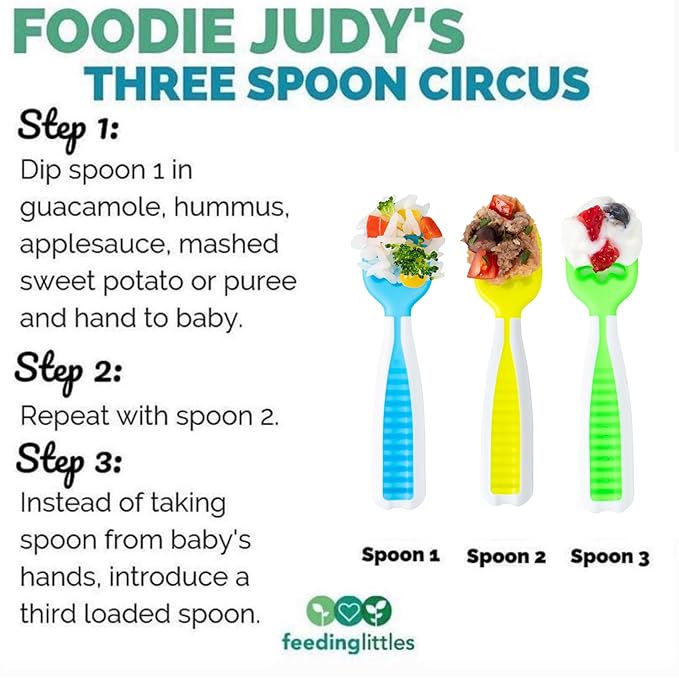 NumNum Baby Spoons Set, Feeding Littles x Silicone Pre-Spoon GOOtensils for Baby Led Weaning, Self-Feeding & Teething, First Stage Toddler Utensils for Ages 6+ Months, 6-Pack, BPA-Free (Neutral/Neon)