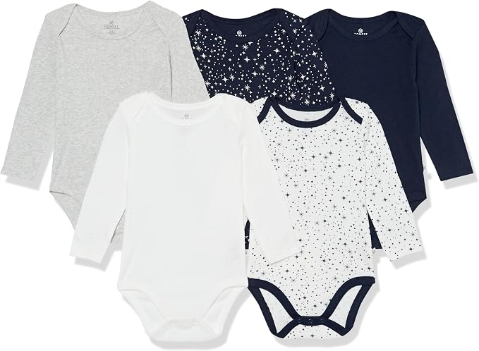 HonestBaby baby-girls 5-pack Long Sleeve Bodysuits One Piece 100% Organic Cotton by HonestBaby