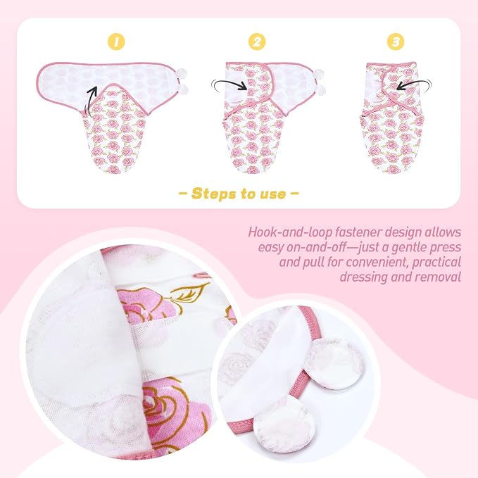 Dizila 2 Sets Adjustable Soft Cotton Blend Newborn Infant Baby Girl Receiving - Image 3