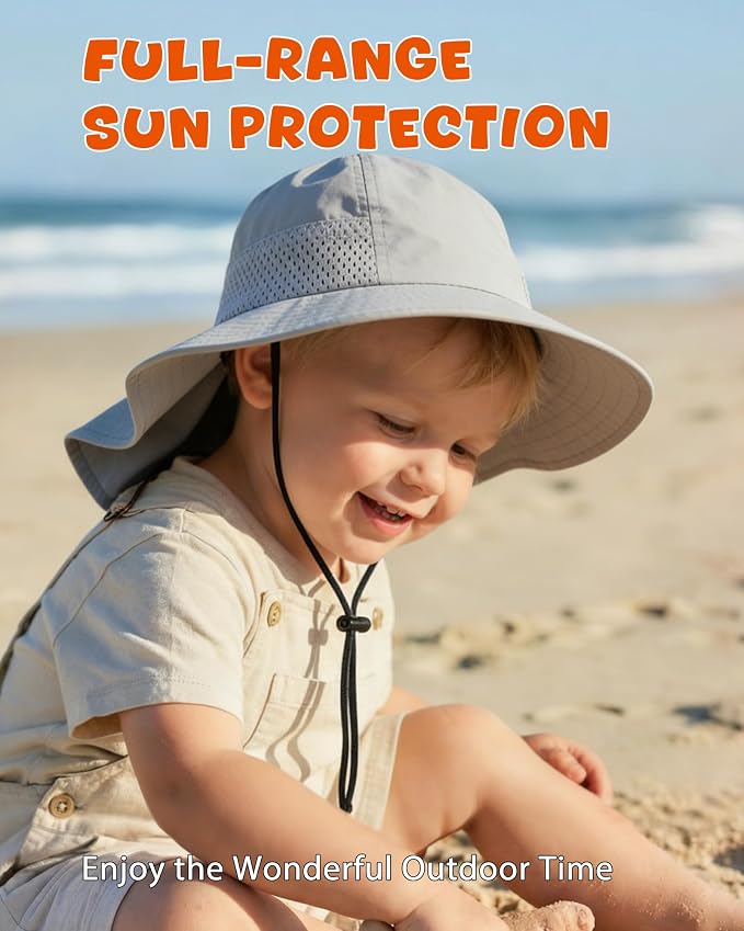 Toddler Baby Sun Hat Kids Summer Beach Essentials Adjustable Beach Hats - Image 3