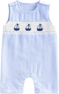 Newborn Baby Boys Sleeveless Seersucker Romper One Piece Straps Overalls by Arvbitana