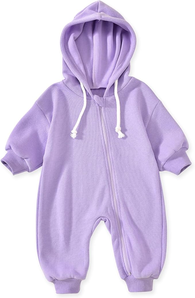 Unutiylo Unisex Baby Boys Girls Long Sleeve Infant Baby Zipper Hooded Jumpsuits by Unutiylo