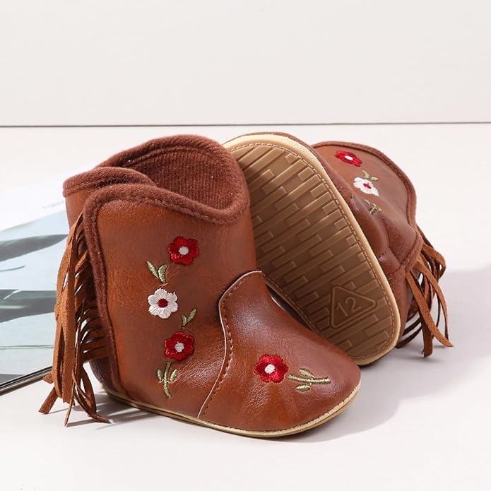 HsdsBebe Baby Boys Girls Western Cowboy Boots Infant Moccasins High Top Booties - Image 2