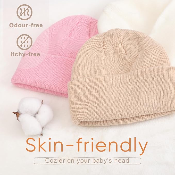 DRESHOW BQUBO 3 Pack Baby Beanies Toddler Kids Winter Hats Soft Knit Hat - Image 3