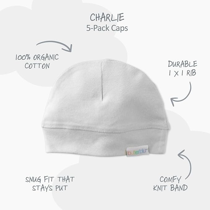 Charlie 5-Pack Caps 100% Organic Cotton Beanie Hats | GOTS certified Organic - Image 3