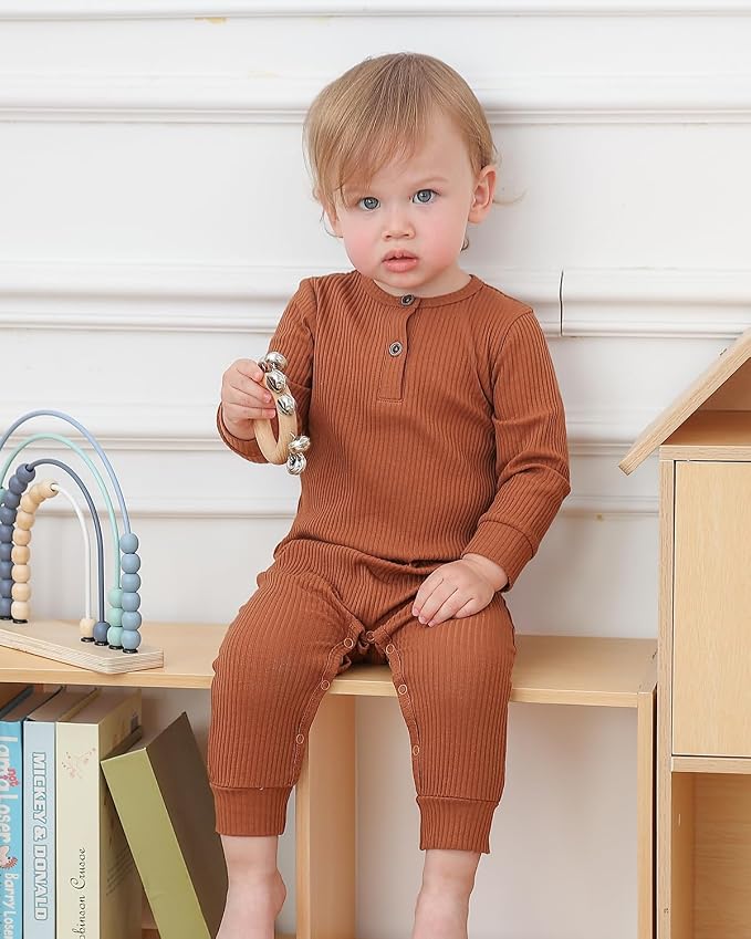 Bafeicao Baby Boy Girl 2/3 Pack Solid Romper Ribbed Short/Long Sleeve | - Image 5
