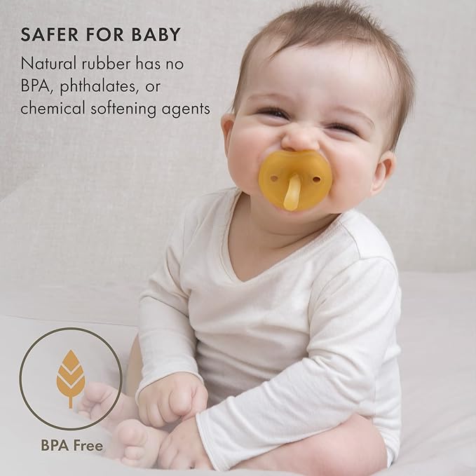 Natursutten Pacifiers 12-18 Months - 2-Pack Butterfly Shield Round Nipple Natural Rubber Safe & Soft BPA-Free Pacifiers for Breastfeeding Babies - Newborn Pacifiers Made in Italy