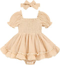 GRNSHTS Baby Girl Romper Dress, Puff Sleeve Smocked Outfit by GRNSHTS