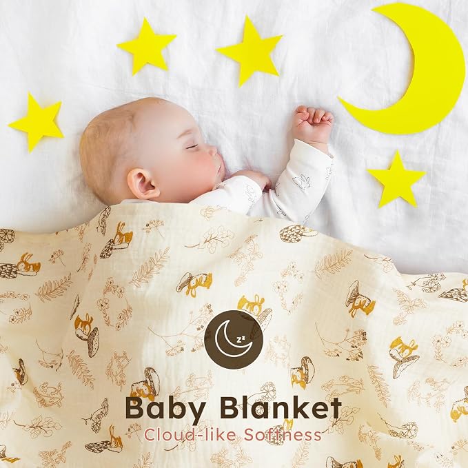 5 Pack Muslin Swaddle Blankets & Baby Burp Cloths, Soft & Breathable Cotton - Image 4