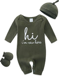 Baby Romper with Baby Mittens & Newborn Hats Footless Long Sleeve by Unknown