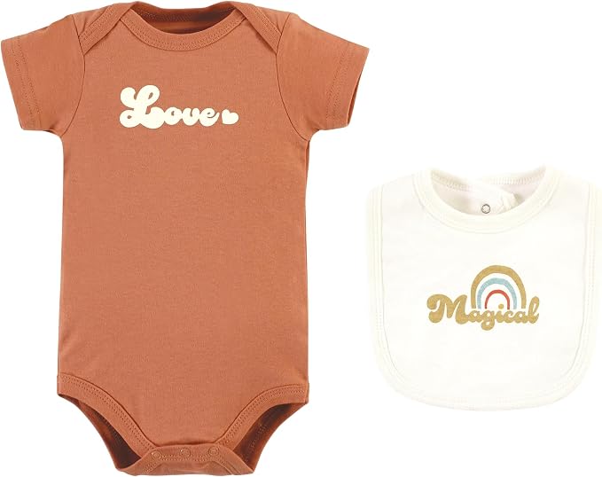 Hudson Baby Unisex Cotton Sleep and Play, Bodysuit and Bandana Bib Set - Image 3