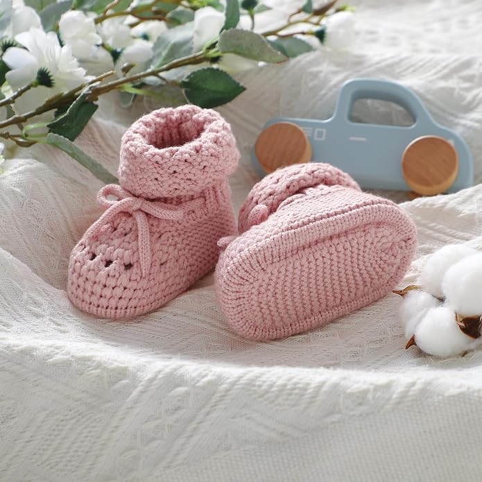 Baby Booties 100% Cotton Knitted Newborn First Cozy Warm Crib Shoes - Image 5