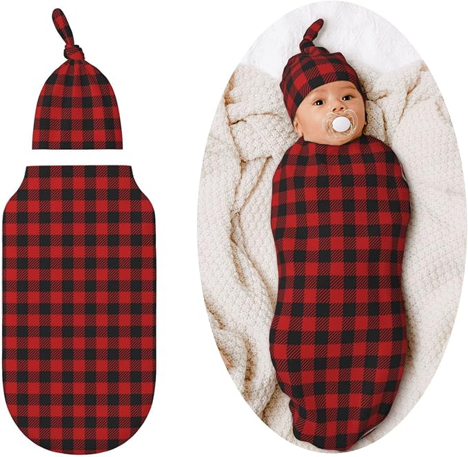 Christmas Checkered Swaddle Blankets Soft Receiving Blanket Baby Swaddle Wrap by Figtihw