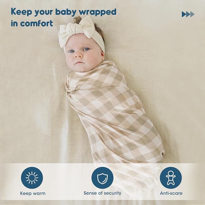 2 Pack Newborn Swaddle Blanket, Ultra Soft Stretchy Jersey Knit Extra Large - Image 3