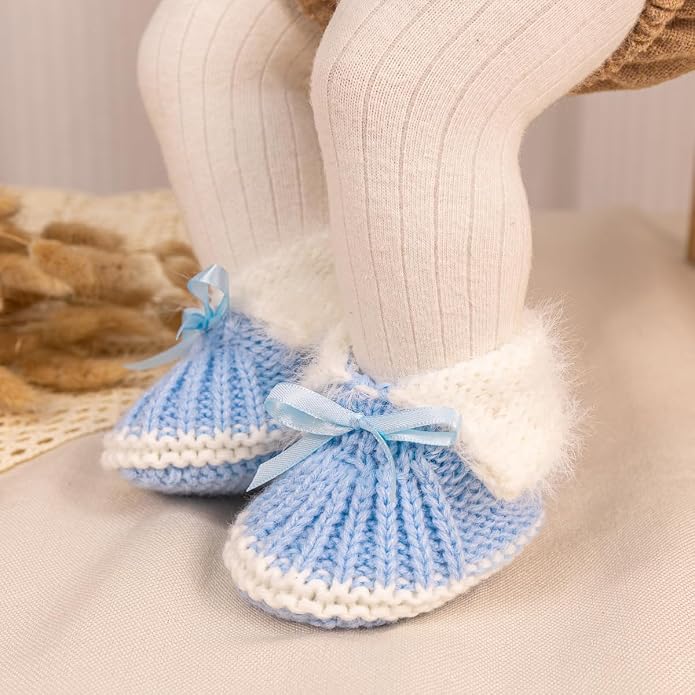 Meckior Baby Booties Newborn First Walkers Cozy Shoes Warm Hand Crochet Knit - Image 3