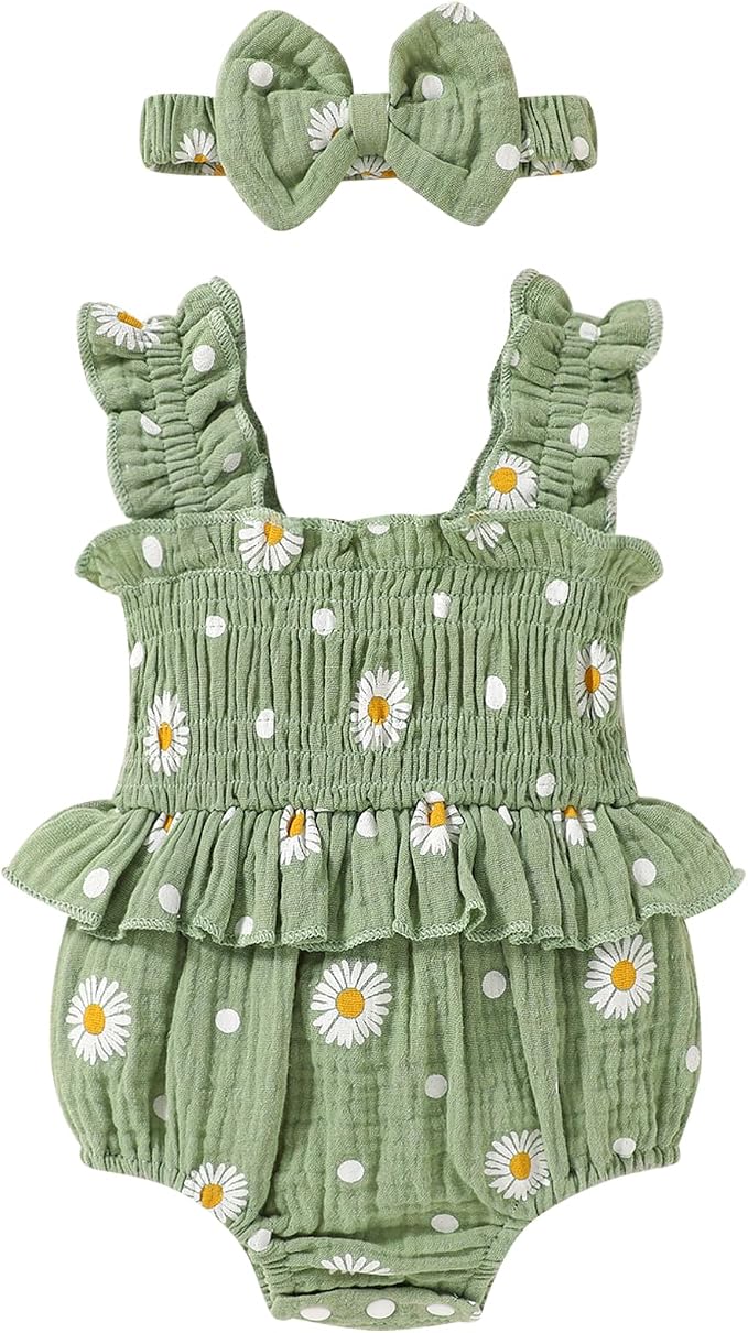 YOUNGER TREE Baby girl Romper Infant Summer Clothes Ruffle Sleeveless One Piece by YOUNGERTREE