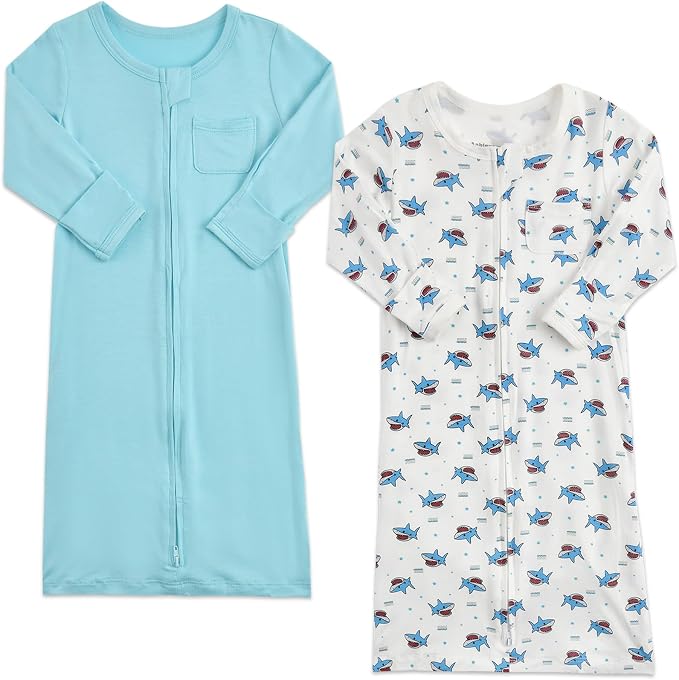 Aablexema Baby Nightgowns Rayon of Bamboo 2-way Zipper - Image 2