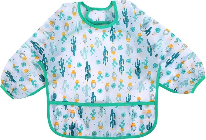 Accmor 4 Pack Long Sleeve Bibs, Baby Smock Waterproof Full Sleeved Bib - Image 9