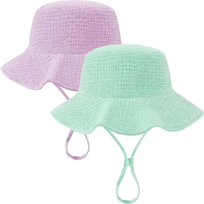 Muslin Baby Sun Hat Sun Protection Baby Toddler Bucket Hats by HONGTEYA