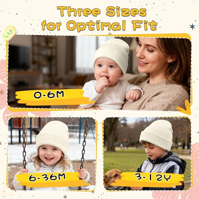 ZOORON Toddler Beanie Baby Kids Beanies Warm Winter Hat Knit Skull Cap - Image 2