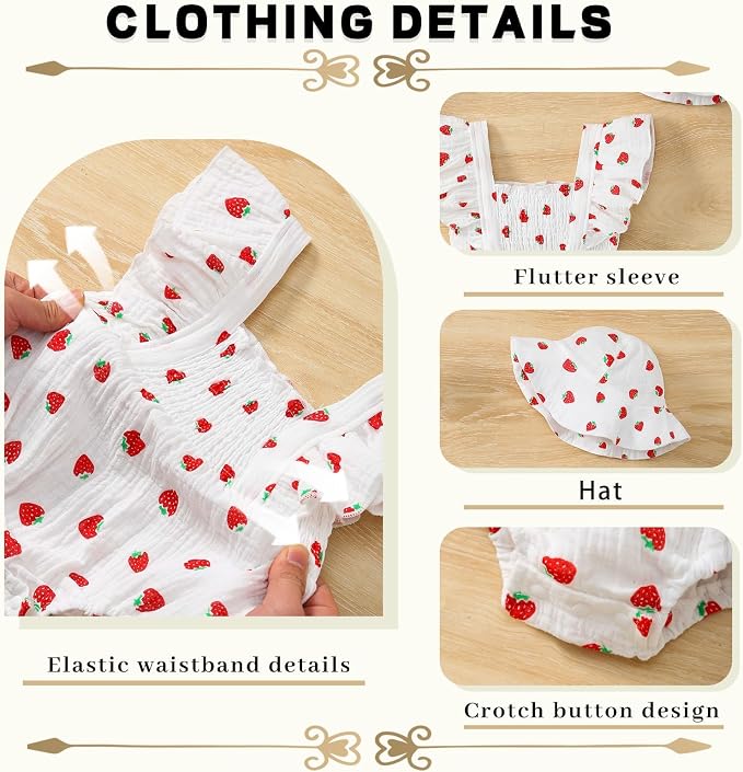 Baby Girl Floral Smocked Romper Outfit - Image 4