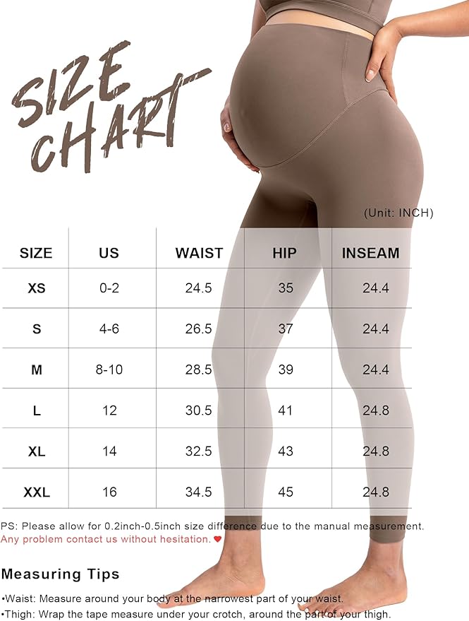 POSHDIVAH Women's Creamluxe Maternity Leggings 25"/28" Over The Belly Pregnancy Yoga Pants Active Workout Leggings