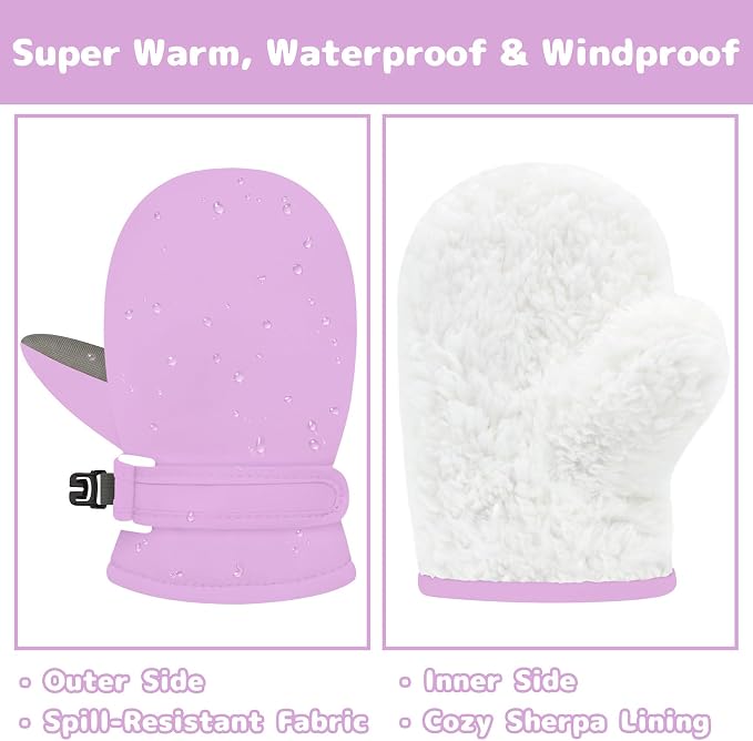 Olreco Baby Toddler Mittens Waterproof Infant Baby Winter Mittens Toddler Snow - Image 5