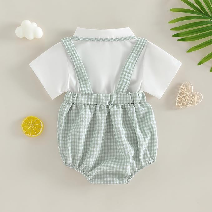 Twopumpkin Baby Bubble Romper Boy Oversized Bodysuit Retro Rompers Short Sleeve - Image 8