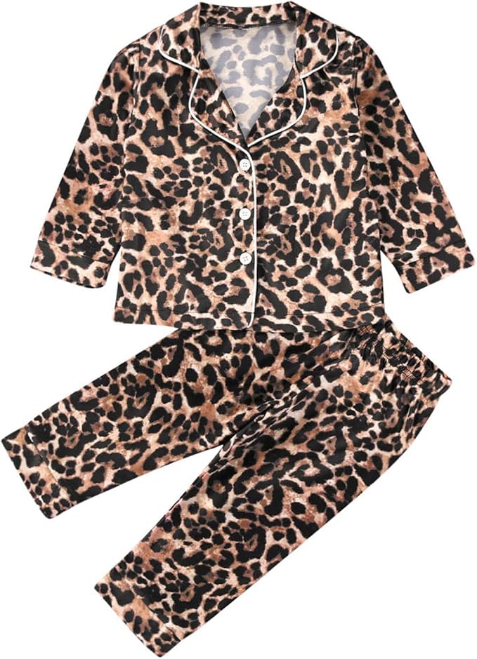 Kids Baby Girl Boy Satin Pajamas Set Button Down Sleep Shirt Top+Long Pants by SAYOO-Alljustforkids